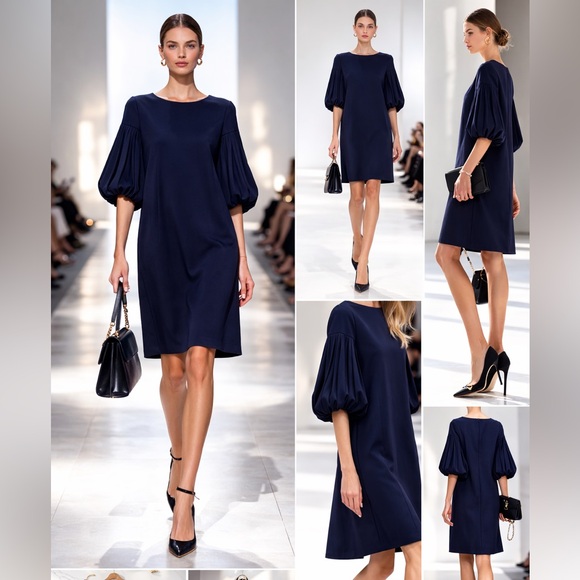 Tara Jarmon Dresses & Skirts - Tara Jarmon Paris Pleated Puff Sleeve Dress — Made in France | Size 38 small